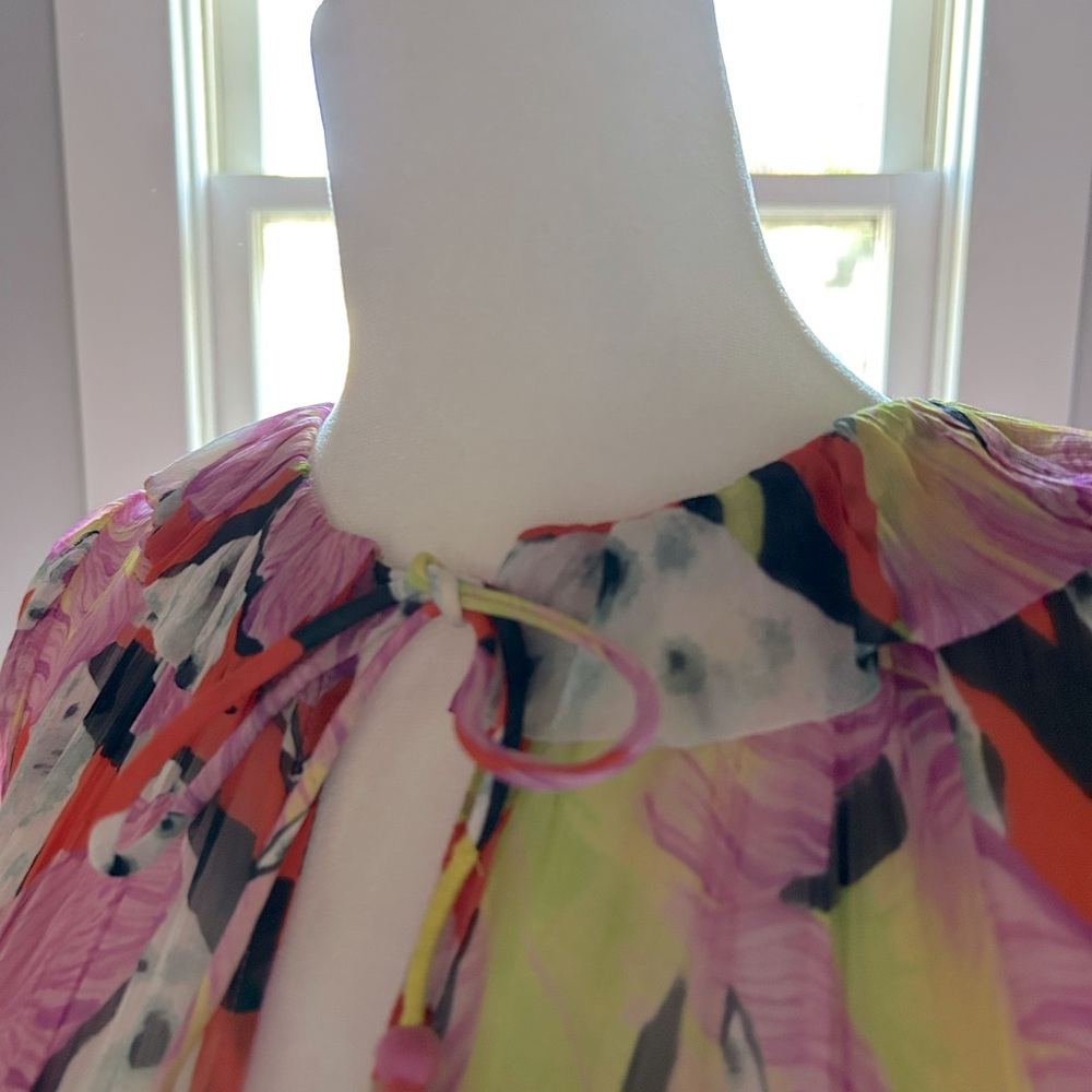 Anthropologie Vibrant Floral Maxi Dress in Pink, Red, Yellow, Green